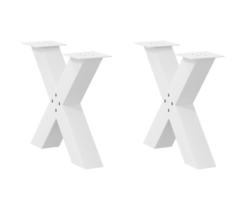 Patas de mesa de centro forma X 2uds acero blanco 50x(42-43) cm