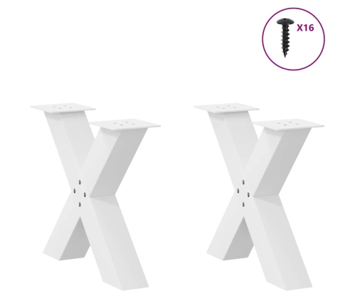 Patas de mesa de centro forma X 2uds acero blanco 50x(42-43) cm