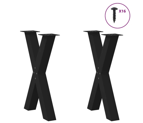 Patas para mesa comedor forma X 2uds acero negro 50x(72-73) cm