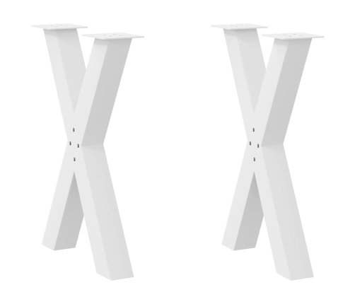 Patas para mesa comedor forma X 2uds acero blanco 50x(72-73) cm