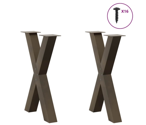 Patas para mesa comedor forma X 2uds acero natural 50x(72-73)cm