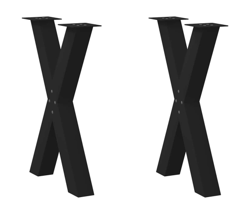 Patas para mesa de comedor en forma de X 2 uds acero negro