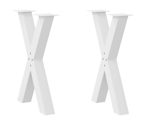 Patas para mesa de comedor en forma de X 2 uds acero blanco