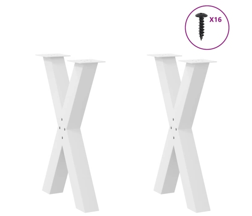 Patas para mesa de comedor en forma de X 2 uds acero blanco