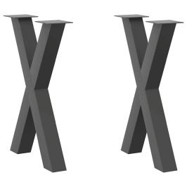 Patas para mesa de comedor en forma de X 2 uds acero antracita