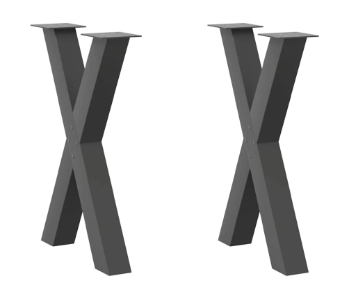 Patas para mesa de comedor en forma de X 2 uds acero antracita