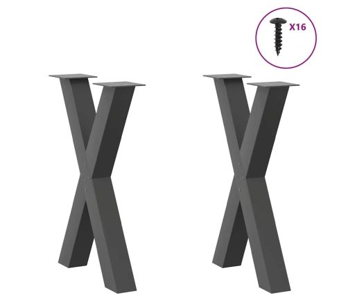 Patas para mesa de comedor en forma de X 2 uds acero antracita