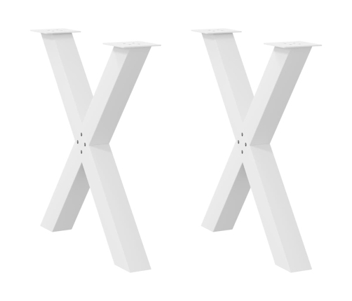 Patas para mesa de comedor en forma de X 2 uds acero blanco