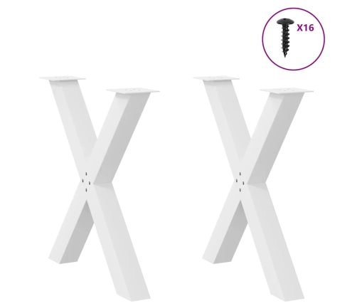 Patas para mesa de comedor en forma de X 2 uds acero blanco