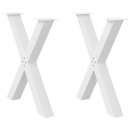 Patas para mesa de comedor en forma de X 2 uds acero blanco