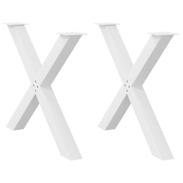 Patas para mesa de comedor en forma de X 2 uds acero blanco