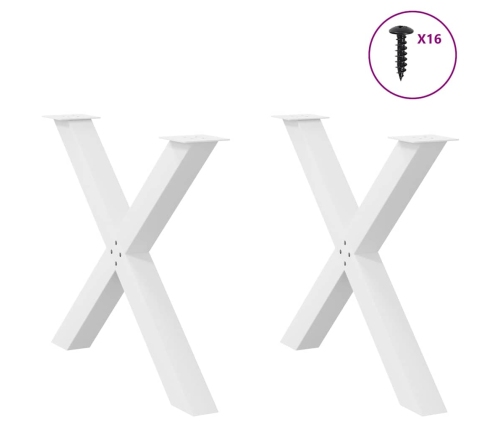 Patas para mesa de comedor en forma de X 2 uds acero blanco