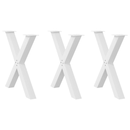 Patas para mesa de comedor en forma de X 3 uds acero blanco