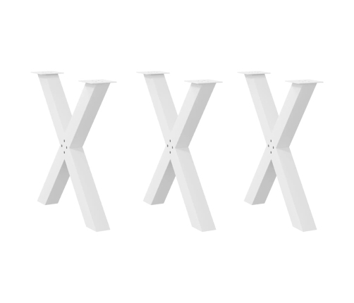 Patas para mesa de comedor en forma de X 3 uds acero blanco