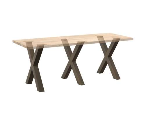 Patas para mesa comedor forma X 3uds acero natural 70x(72-73)cm