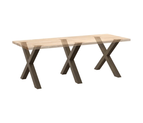 Patas para mesa comedor forma X 3uds acero natural 90x(72-73)cm