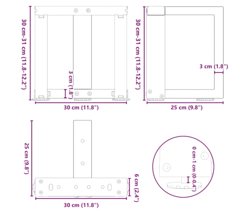 Patas de mesa de centro en forma de T 2 uds acero negro