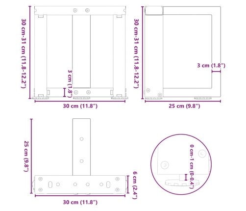 Patas de mesa de centro en forma de T 2 uds acero antracita