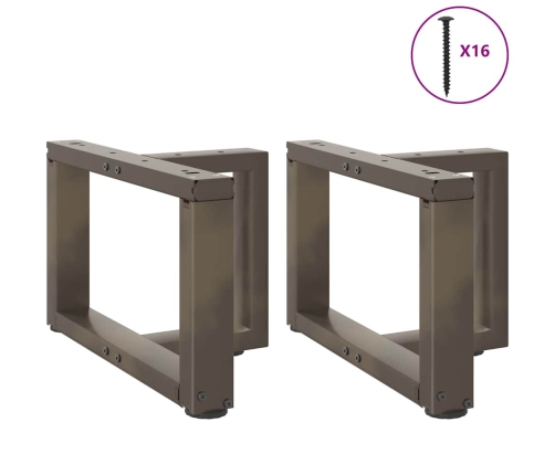 Patas de mesa centro forma T 2uds acero natural 40x25x(30-31)cm