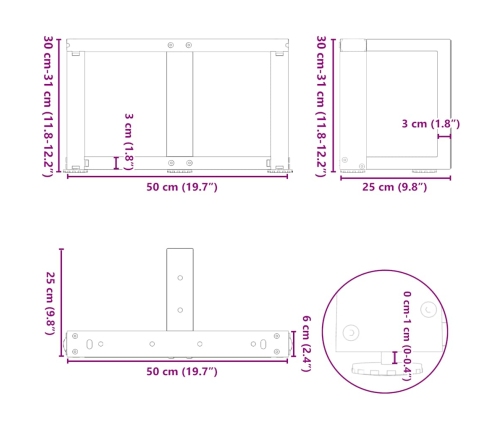 Patas de mesa de centro en forma de T 2 uds acero negro