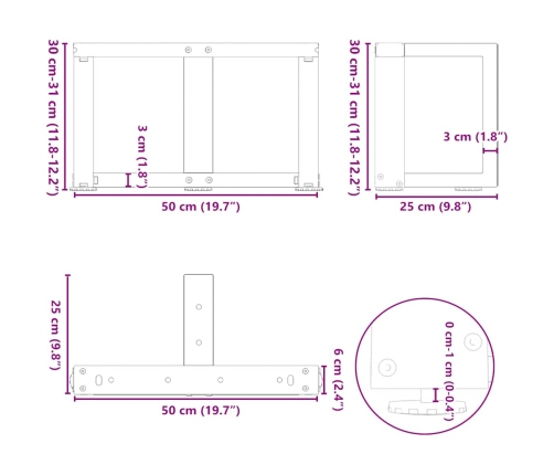 Patas de mesa de centro en forma de T 2 uds antracita acero