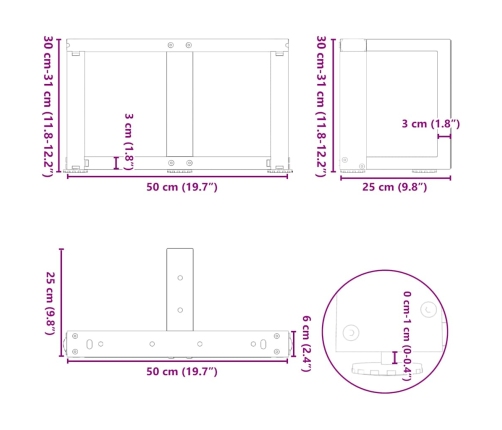 Patas de mesa de centro en forma de T 2 uds antracita acero