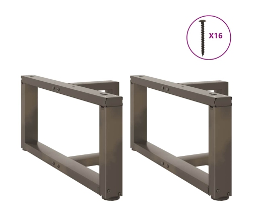 Patas de mesa centro forma T 2uds acero natural 60x25x(30-31)cm