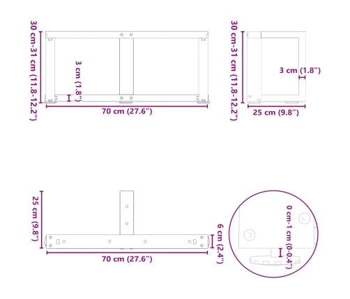 Patas de mesa de centro en forma de T 2 uds acero blanco