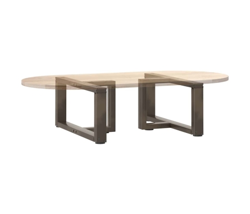 Patas de mesa centro forma T 2uds acero natural 70x25x(30-31)cm