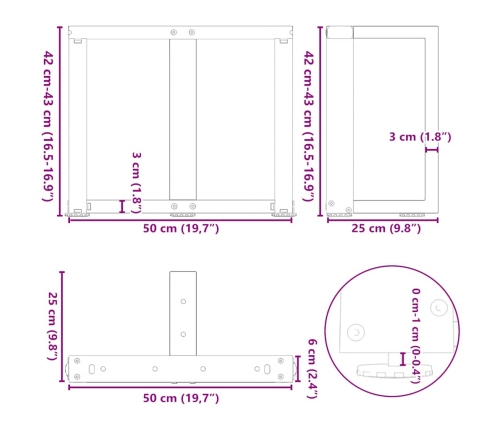 Patas de mesa de centro en forma de T 2 uds acero blanco