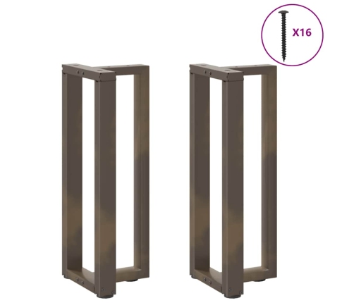 Patas mesa consola forma T 2 uds acero natural 38x25x(72-73) cm