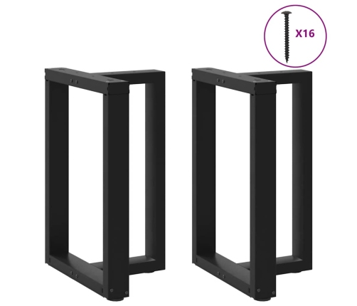 Patas de mesa de comedor en forma de T 2 uds acero negro