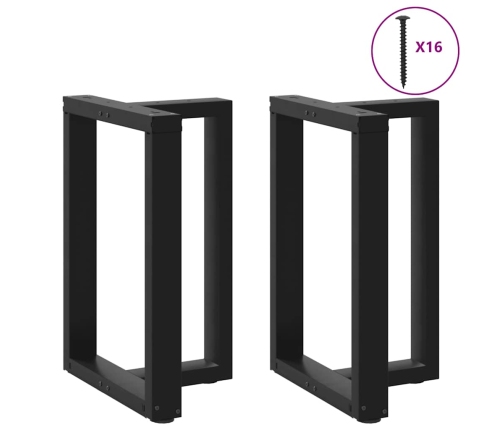 Patas de mesa de comedor en forma de T 2 uds acero negro