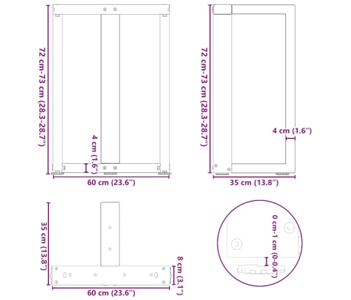 Patas de mesa de comedor en forma de T 2 uds acero antracita