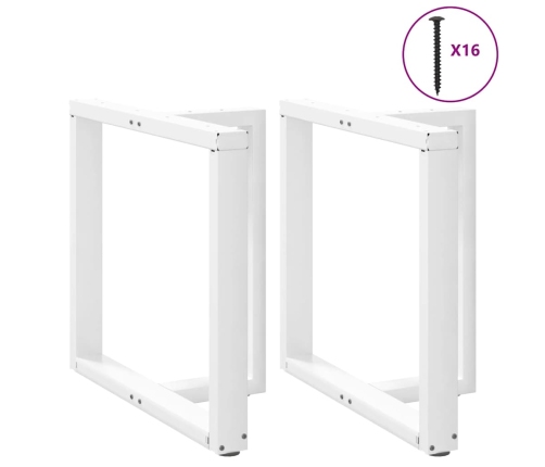 Patas de mesa de comedor en forma de T 2 uds acero blanco