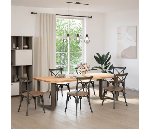 Patas mesa comedor forma T 2uds acero natural 80x35x(72-73)cm
