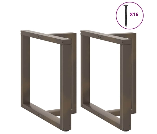 Patas mesa comedor forma T 2uds acero natural 80x35x(72-73)cm