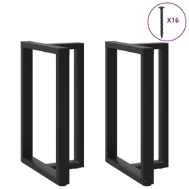 Patas de mesa de bar forma T 2 uds acero negro 60x35x(90-91) cm