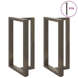 Patas de mesa bar forma T 2 uds acero natural 60x35x(90-91) cm