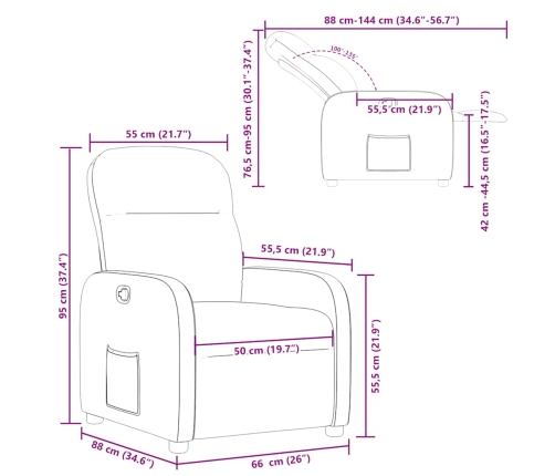 Sillón reclinable de tela gris taupe