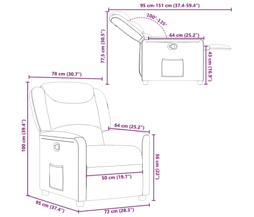 Sillón reclinable de tela crema