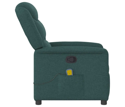 Sillón de masaje reclinable de tela verde oscuro