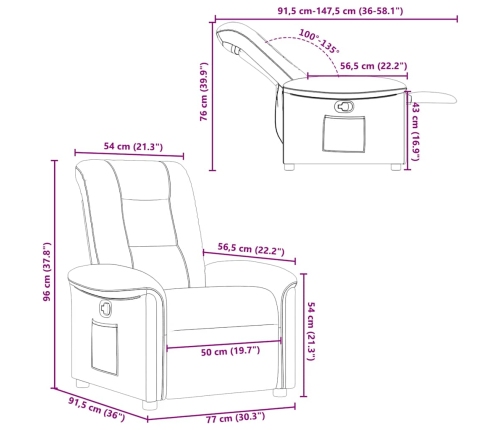 Sillón reclinable de tela gris claro