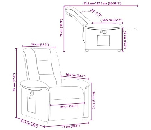 Sillón reclinable de tela gris oscuro