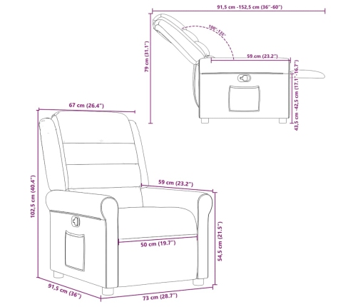 Sillón reclinable de tela gris oscuro