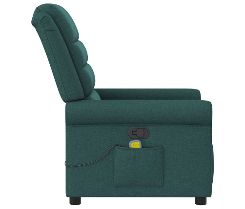 Sillón de masaje reclinable de tela verde oscuro