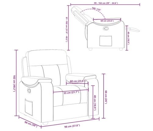 Sillón reclinable de tela verde oscuro