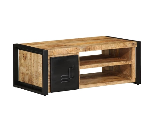 Mesa de centro de madera maciza de mango rugosa 90x50x36 cm