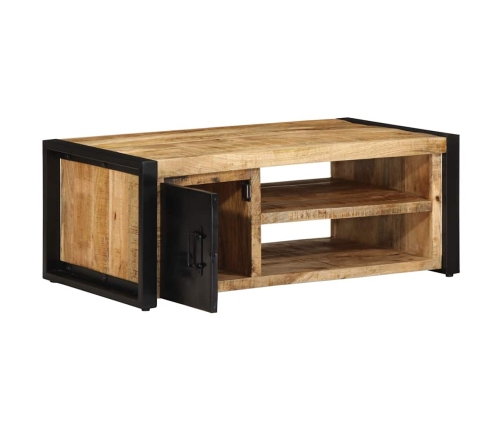 Mesa de centro de madera maciza de mango rugosa 90x50x36 cm