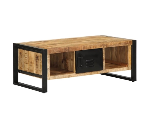 Mesa de centro de madera maciza de mango rugosa 90x50x36 cm